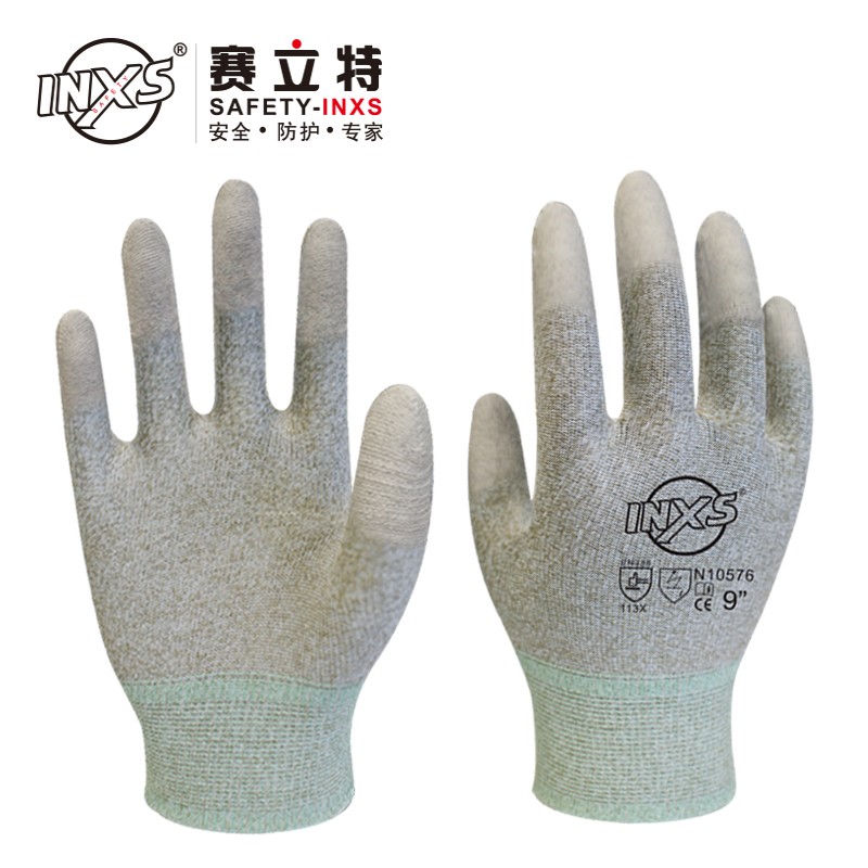 赛立特N10576-10碳丝PU涂指防静电手套图片4
