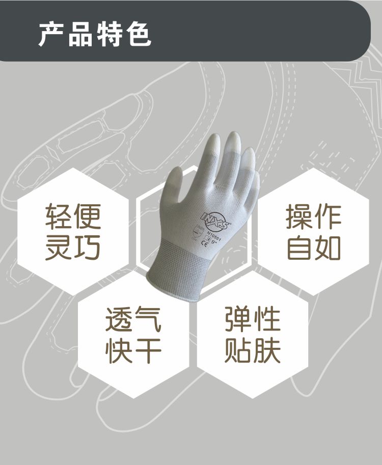 赛立特N10551-7尼龙PU涂指劳保手套图片3